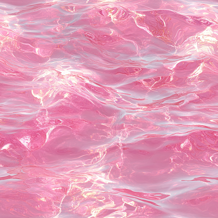 Pink Glossy Liquid Water with Reflective Surface and Soft Waves seamless PBR texture preview