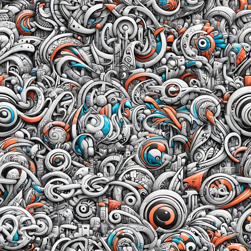 Seamless 3D PBR Graffiti Texture Featuring Abstract Blue and Orange Urban Art