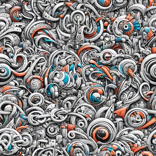 Seamless 3D PBR Graffiti Texture Featuring Abstract Blue and Orange Urban Art texture preview