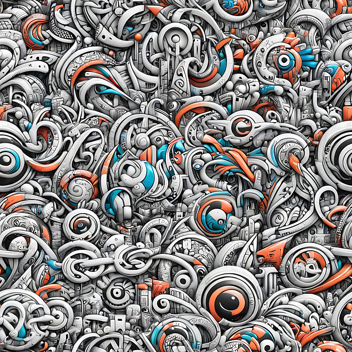 Graffiti Featuring Abstract Blue and Orange Urban Art seamless PBR texture preview