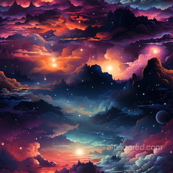 Space PBR Texture Featuring Cosmic Nebula Clouds and Starfield Star, space, planets texture preview