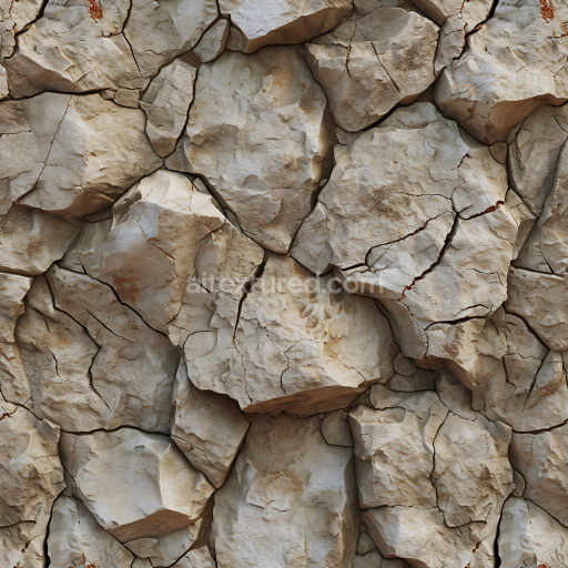Seamless 3D Weathered Limestone Rock Wall PBR Texture with Cracks and Erosion