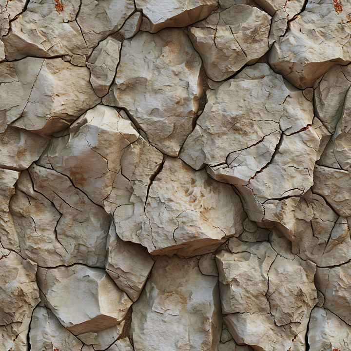 Weathered Limestone Rock Wall with Cracks and Erosion seamless PBR texture preview