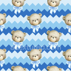 seamless Seamless 3D PBR Texture of Baby Boy Teddy Heads with Blue Zigzag Pattern texture 8k free download PBR