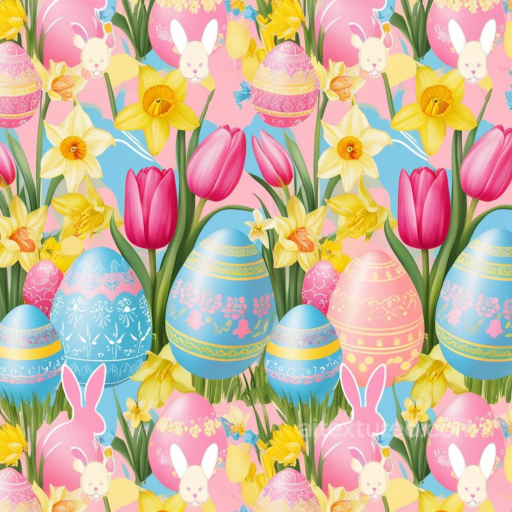 All Easter Digital paper Texture of Colorful Easter Digital Paper with Eggs, Tulips & Daf… seamless All Easter Digital paper PBR texture