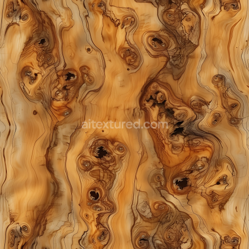 Seamless 3D Pine Wood PBR Texture with Knotty & Whirling Grain Details
