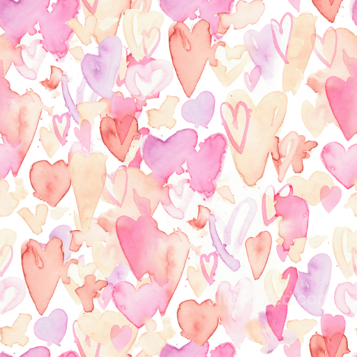 Watercolor Hearts Pattern Texture in Soft Pastels seamless Baby girl PBR texture