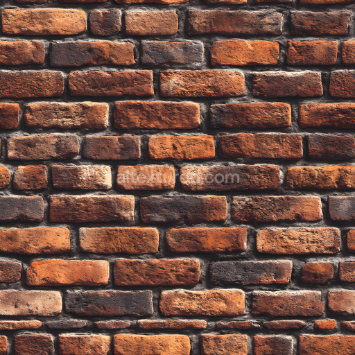 Seamless 3D PBR Cracked Brick Wall Texture with Worn, Chipped Surface in Warm Reds and Browns