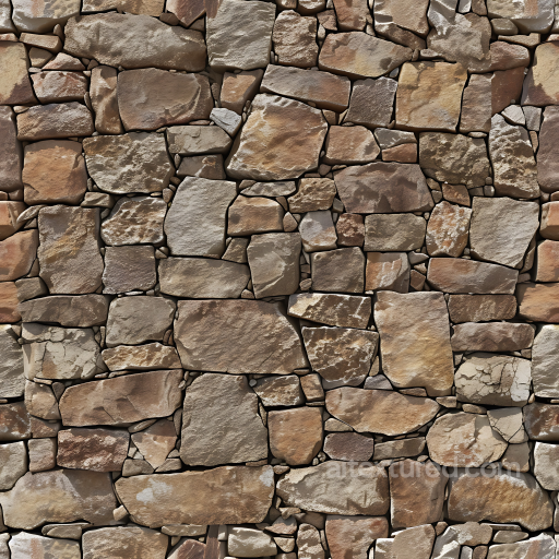 Rustically Arranged Stone Wall PBR Texture with Varied Earth Tones seamless Stone PBR texture