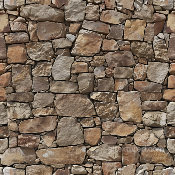 Rustically Arranged Stone Wall PBR Texture with Varied Earth Tones Stone texture preview