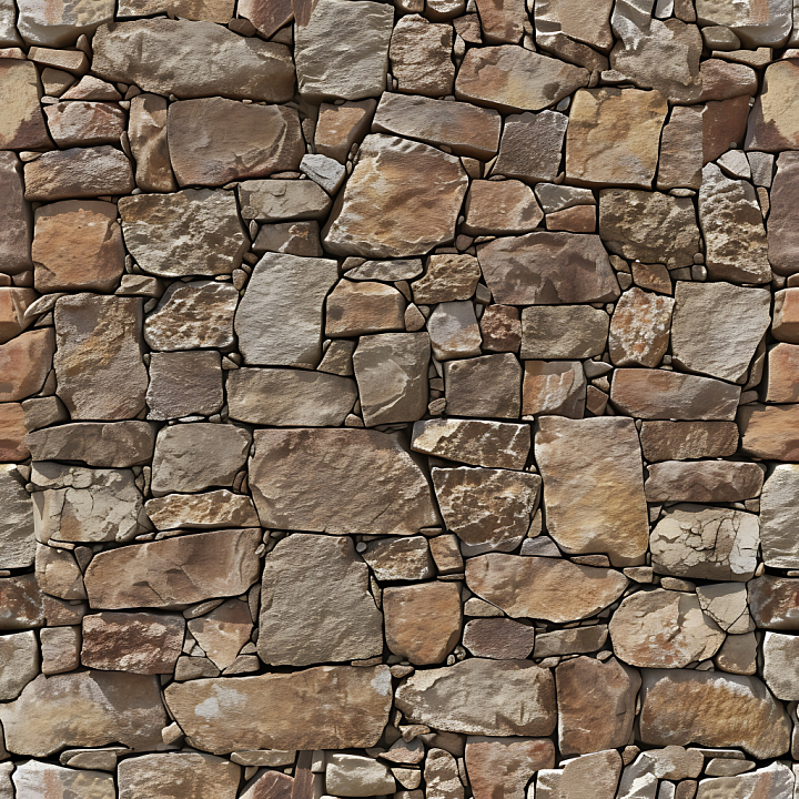 Rustically Arranged Stone Wall with Varied Earth Tones seamless PBR texture preview