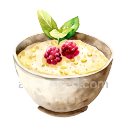seamless Amaranth Porridge Breakfast Graphic with Fresh Berries and Green Leaves texture 8k free download PBR
