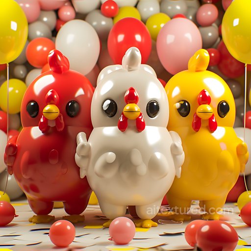 Inflated Vinyl Balloon PBR Texture in Red, White, and Yellow seamless Inflated PBR texture