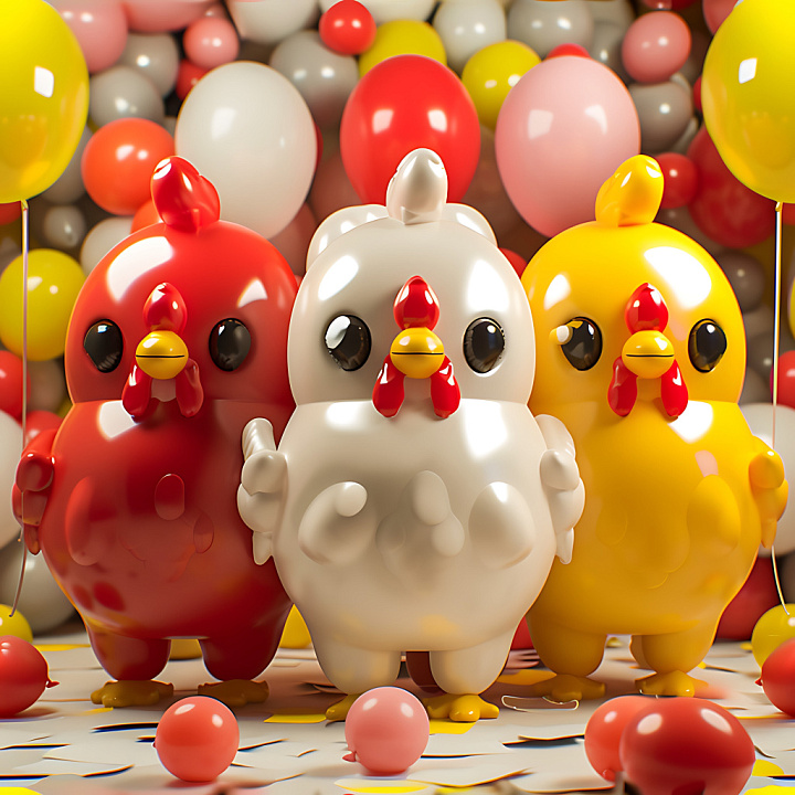 Inflated Vinyl Balloon with Glossy Red, White, and Yellow Panels seamless PBR texture preview