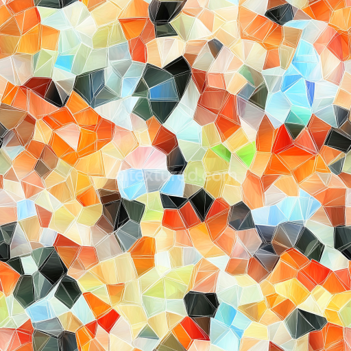 Seamless 3D mosaic PBR texture of colorful irregular stone chips with light grout texture preview
