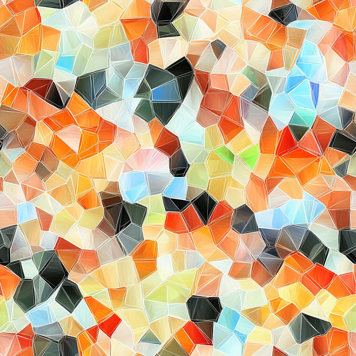Mosaic Of Colorful Irregular Stone Chips With Light Grout seamless PBR texture preview