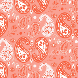 seamless Seamless 3D PBR Retro Paisley Fabric Texture in Coral and White texture 8k free download PBR