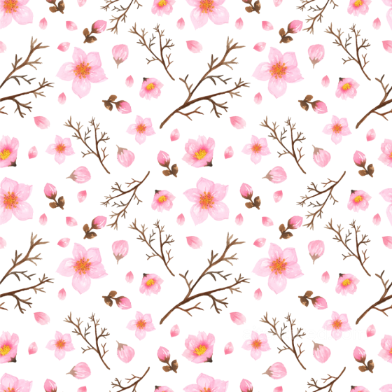 Delicate Pink Flower Petals and Branches Pattern Seamless Texture Pink Flower texture preview