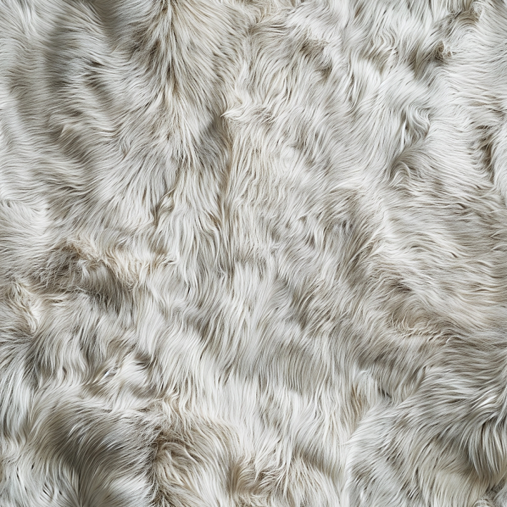 Soft White Fur Leather with Natural Fur Patterns seamless PBR texture preview