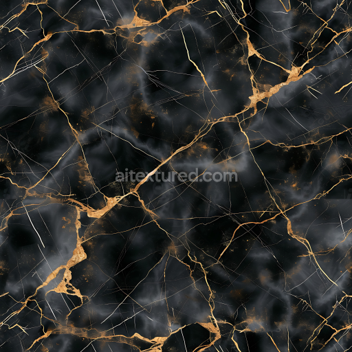 Preview — Seamless 3D Charcoal Black Marble PBR Texture with Luxurious Gold Veins