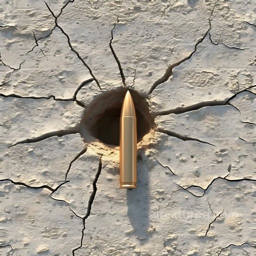 cracked plaster wall PBR texture with detailed bullet hole and radial fractures seamless Cracked & Holes PBR texture