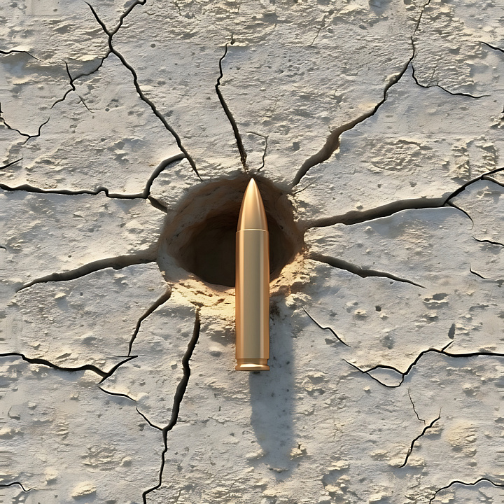 Cracked Plaster Wall With Detailed Bullet Hole And Radial Fractures seamless PBR texture preview