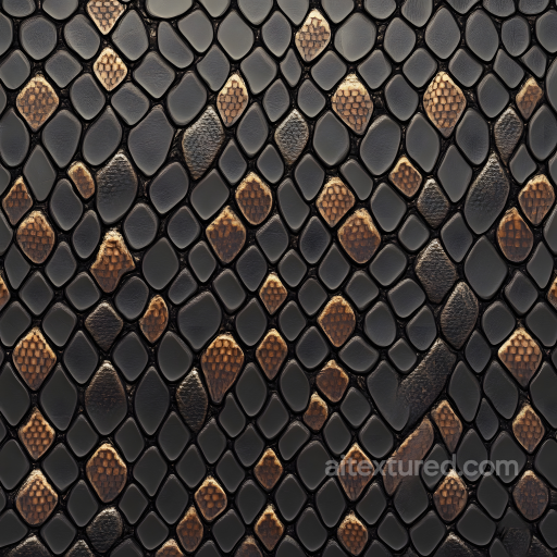 Reptilian Skin Texture Featuring Detailed Scales and Natural Tone Variation seamless Skin PBR texture