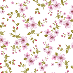 seamless Seamless 3D PBR Texture of Watercolor Cherry Pink Floral Pattern on White Fabric texture 8k free download PBR
