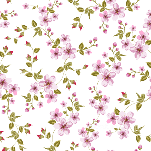 Watercolor Cherry Pink Floral Pattern on White Fabric Seamless Texture seamless Watercolor Cherry PBR texture