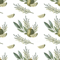 seamless Seamless 3D PBR Texture of Watercolor Greenery with Olive and Leaves texture 8k free download PBR