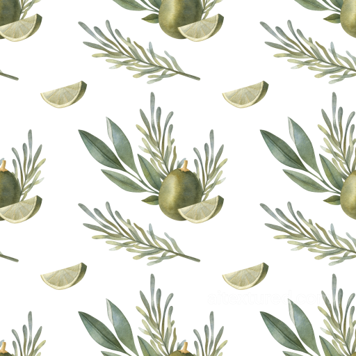 Watercolor Greenery Seamless Texture with Olive and Leaves seamless watercolor greenery  PBR texture