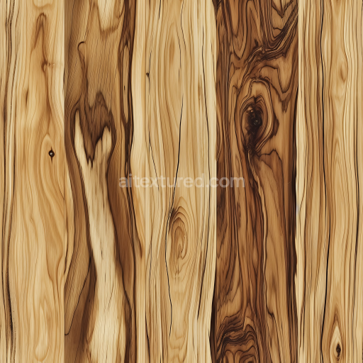 Seamless 3D PBR Texture of Rustic Olive Wood Planks with Knots and Grain Detail