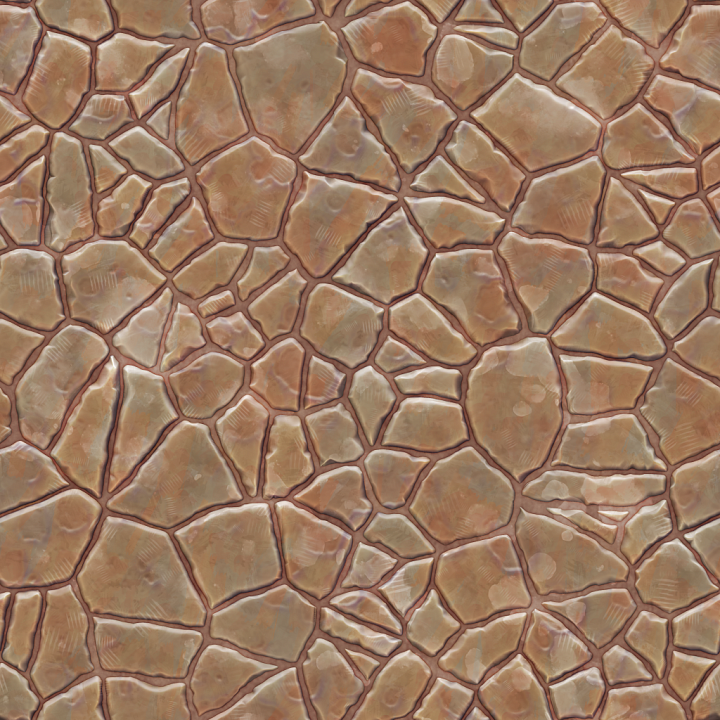 Stylized Cartoon Floor Ground Hand Painted Rock seamless PBR texture preview