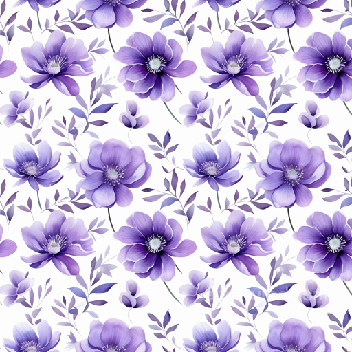Purple Flower Pattern on White Fabric Seamless Texture seamless Purple Flower PBR texture