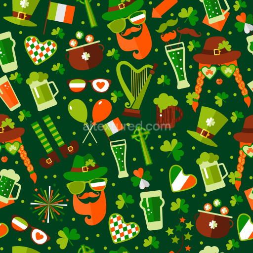 Seamless 3D PBR Digital Paper Texture Featuring Vibrant St Patrick's Day Icons