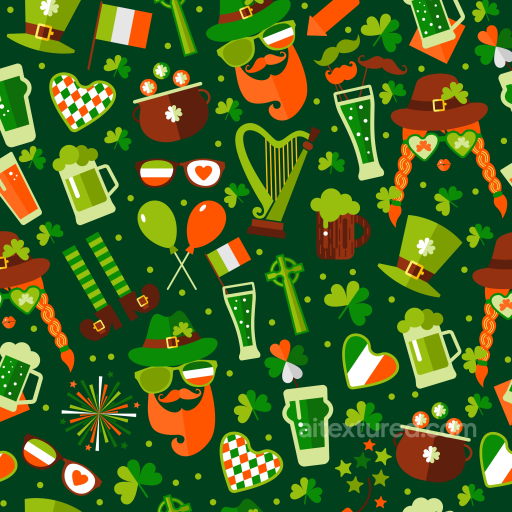 Digital Paper Texture Featuring Vibrant St Patrick's Day Icons seamless St patrick digital paper bundle PBR texture