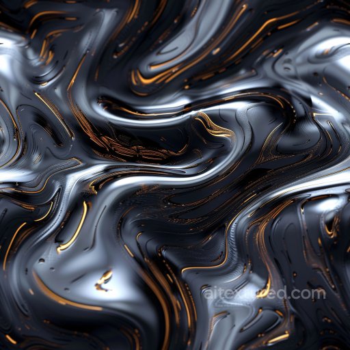 Seamless 3D PBR Glossy Black Surface with Reflective Copper Swirl Patterns Texture texture preview