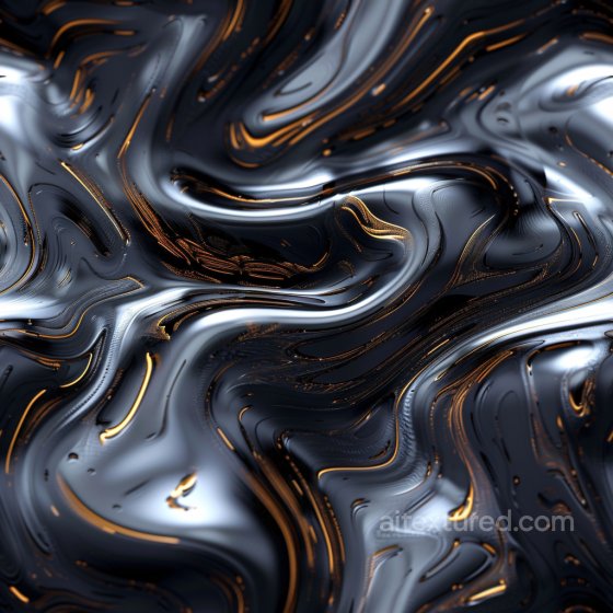 Glossy Black Surface with Reflective Copper Swirl Patterns Texture Glossy texture preview