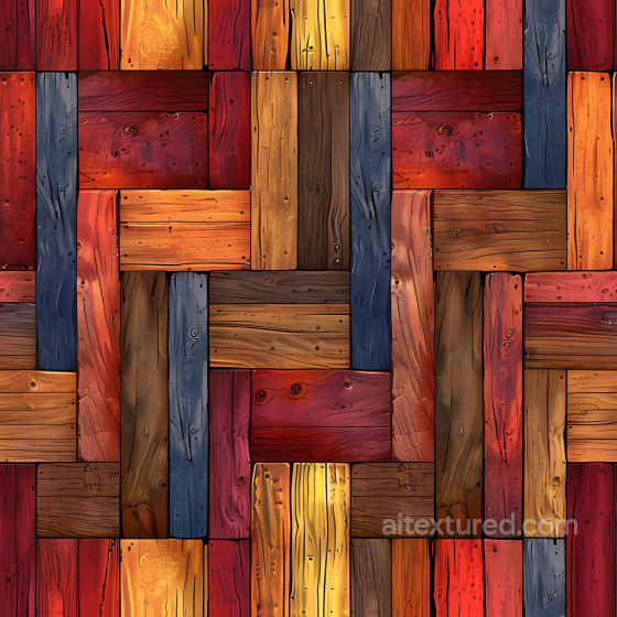 colorful wood parquet PBR texture with vivid painted planks Wood texture preview