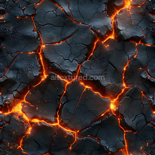 Seamless 3D PBR Cracked Volcanic Lava Rock Texture with Glowing Magma