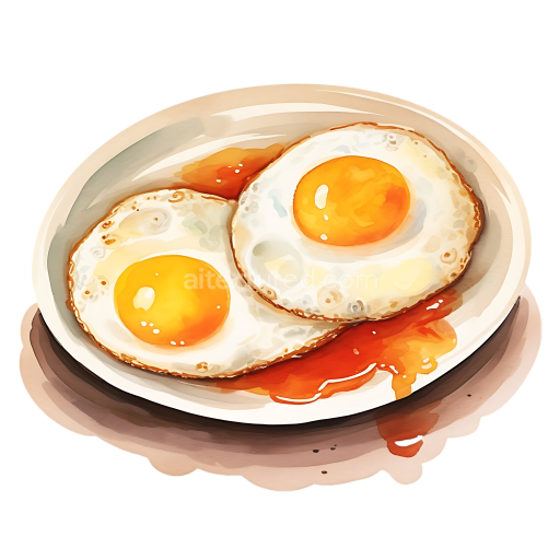 Huevos Divorciados Breakfast Illustration with Two Sunny-Side-Up Eggs and Red Sauce