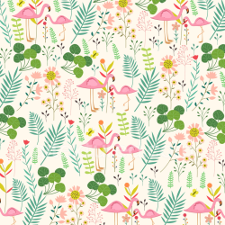 seamless Seamless 3D PBR Texture with Colorful Wild Flower Motifs and Pink Flamingos texture 8k free download PBR