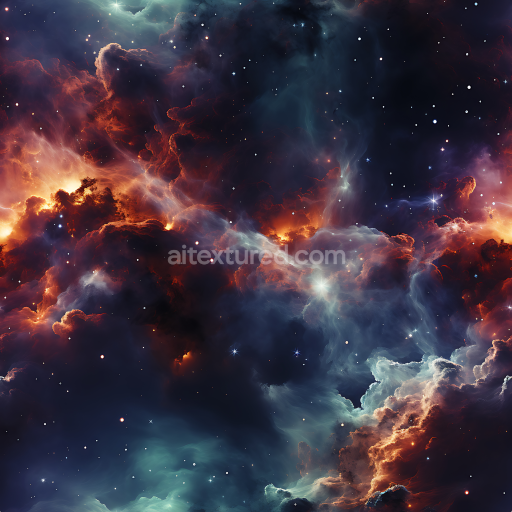 Seamless 3D PBR Space Texture Featuring Deep Nebula Clouds and Radiant Stars