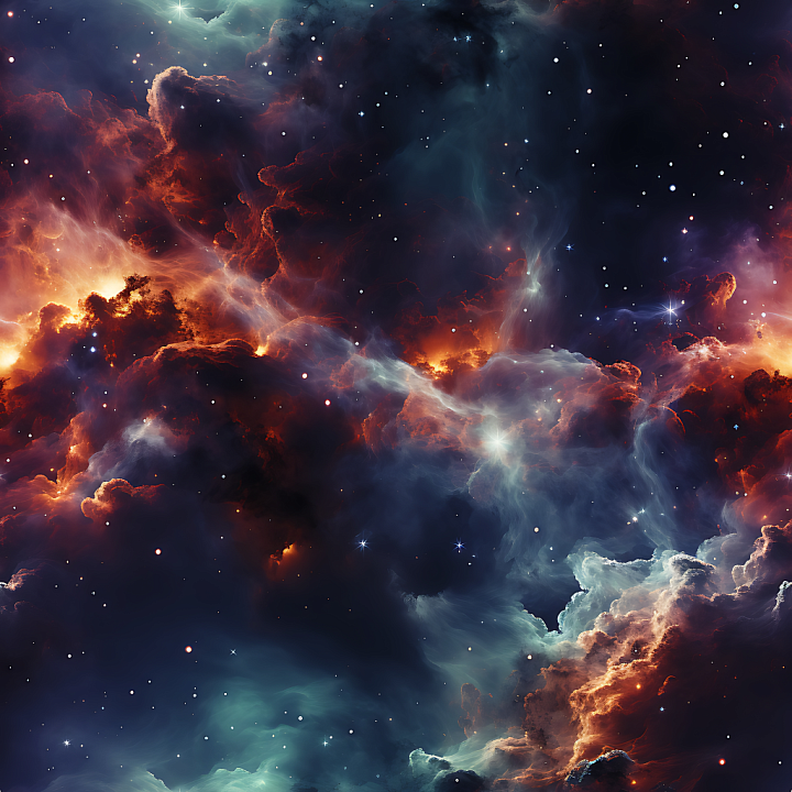 Space Featuring Deep Nebula Clouds and Radiant Stars seamless PBR texture preview
