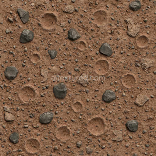 Seamless 3d texture pbr 8k meteorite fragments on shattered crust with iron oxide and regolith