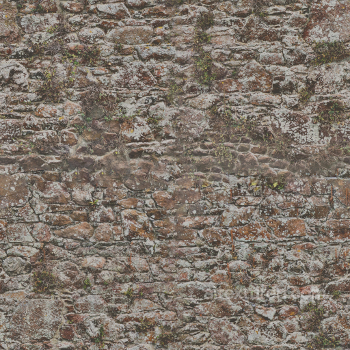Weathered Stone Wall Texture with Moss and Lichen Details seamless Stone PBR texture