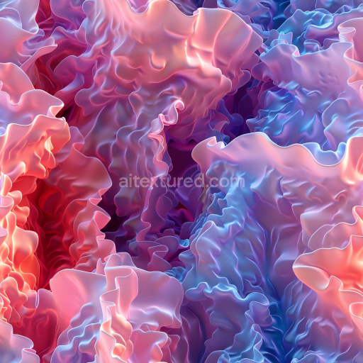 Seamless 3D PBR Texture with Glossy Organic Flowing Folds in Soft Gradient Colors