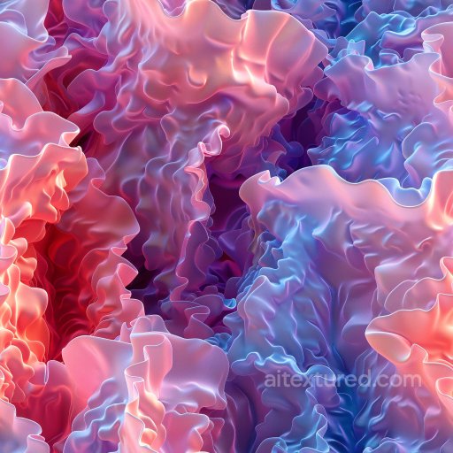 Seamless 3D PBR Texture with Glossy Organic Flowing Folds in Soft Gradient Colors texture preview