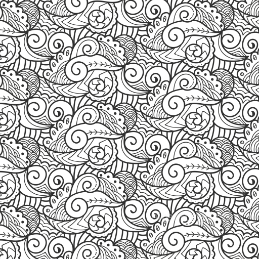 White & Black Texture of Black and White Abstract Swirling Doodles seamless White & Black PBR texture