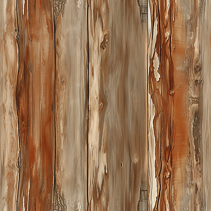 Weathered Rustic Wood Planks with Natural Grain and Knots seamless PBR texture preview